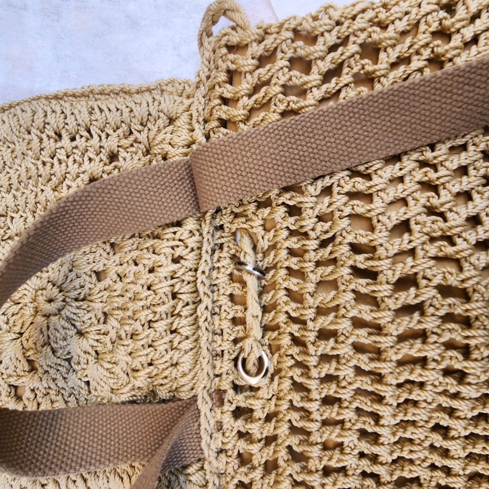 Handcrafted Tan Crochet‎ Bag - Picture 5 of 7